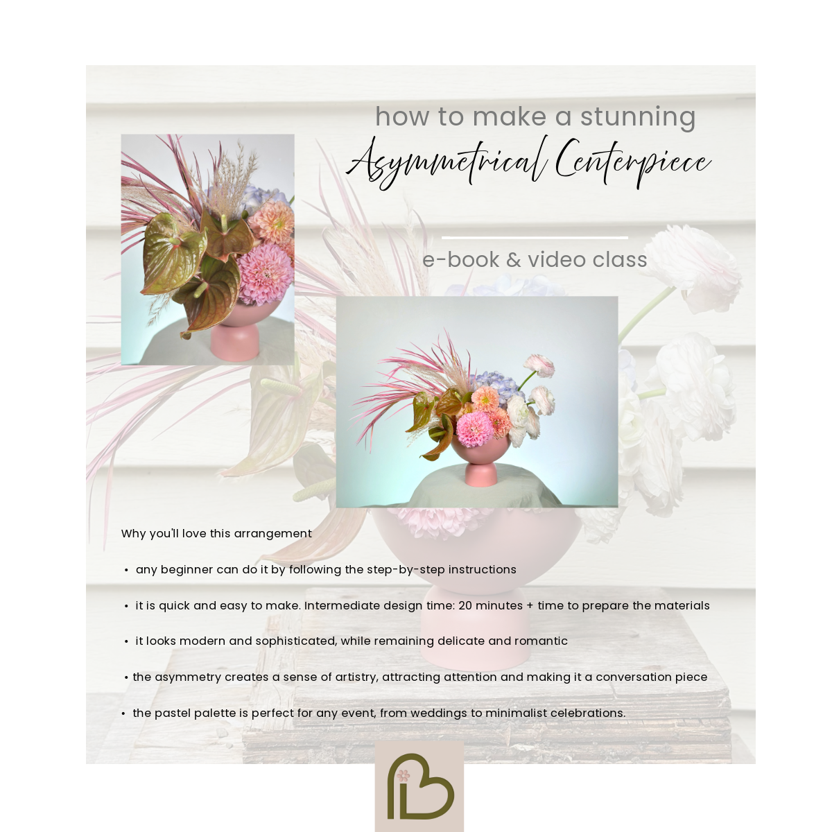 Lesson on Centerpiece. How-To-Make floral arrangement video tutorial + e-book